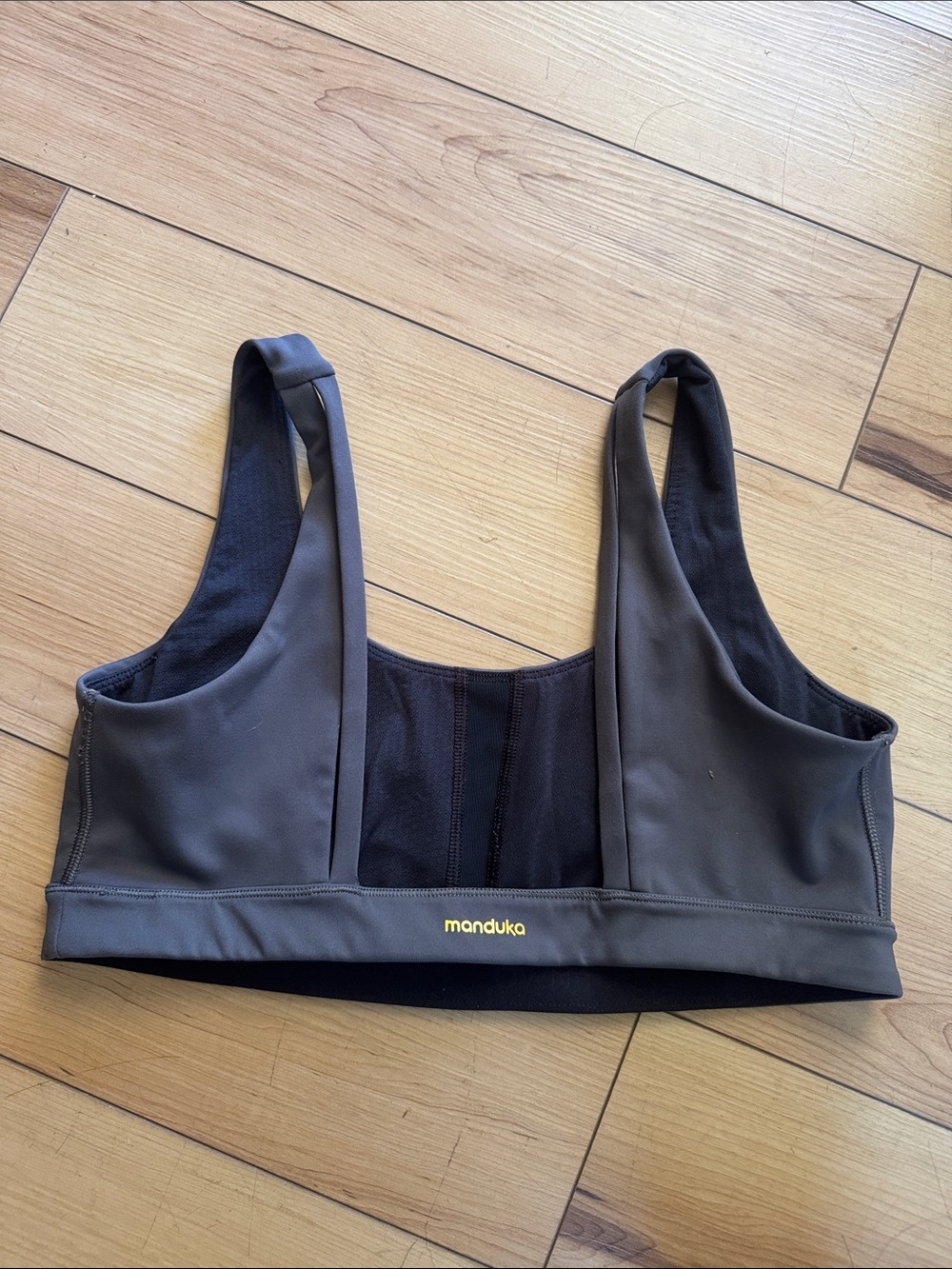 Manduka Presence Grey Double-Strap Back Sports Bra